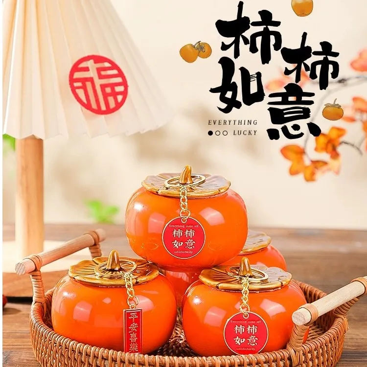 【好事发生柿柿如意摆件陶瓷中式】乔迁之喜客厅创意布置搬家礼物