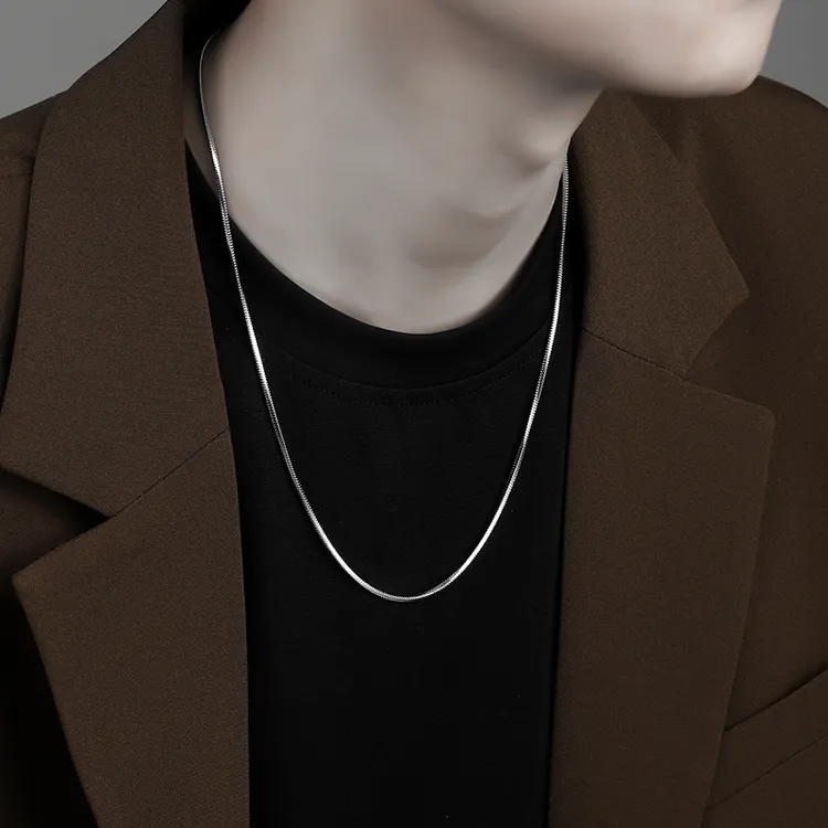 韩金 钛钢项链 蛇骨链项链男生新款潮牌百搭高级感细款钛钢链子