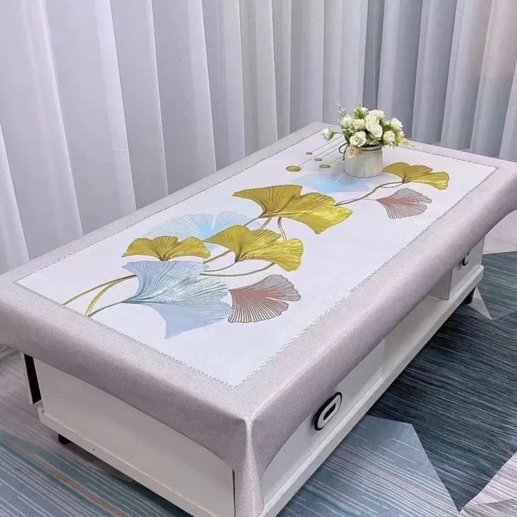 【银杏叶款】防水防油防烫免水洗茶几布餐桌布家用防尘轻奢长方形