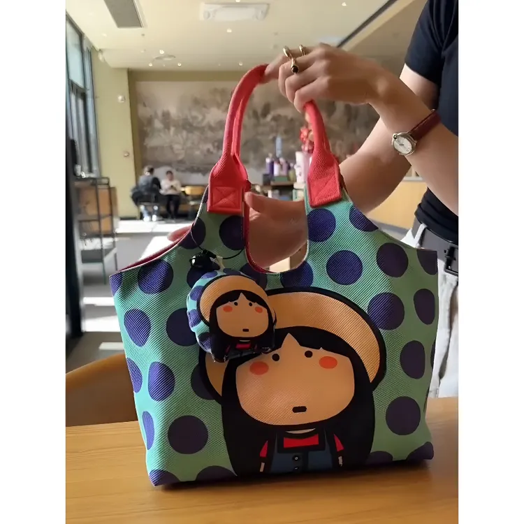 春夏新款卡通手提包可爱贝壳包单肩学生女包小众大容量通勤帆布包