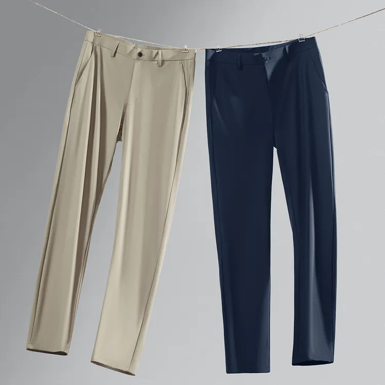 高弹冰丝透气薄款夏季男士商务休闲裤直筒裤百搭垂感免熨烫西裤
