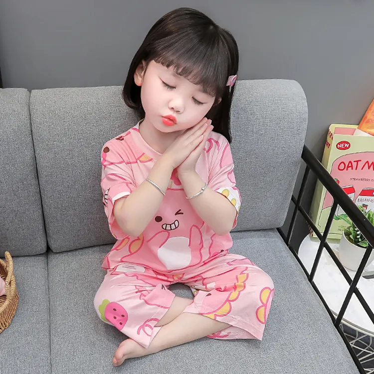 儿童睡衣短袖春秋薄款女童婴儿夏天空调服女宝宝家居服套装