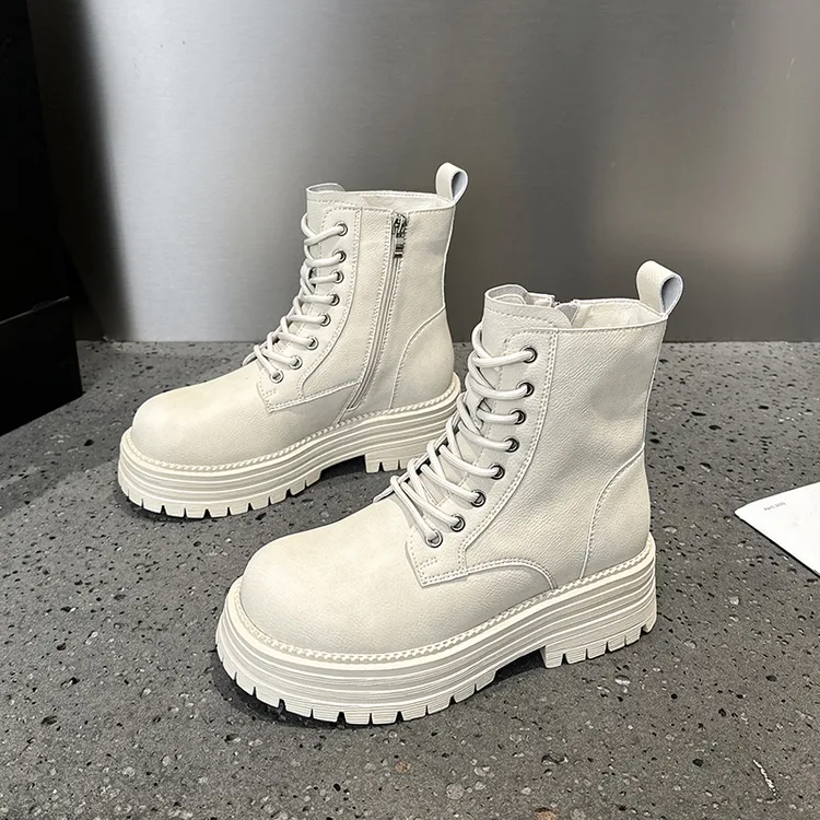 牛皮马丁靴女大黄靴2024秋冬季新款复古简约百搭短靴返潮复古潮