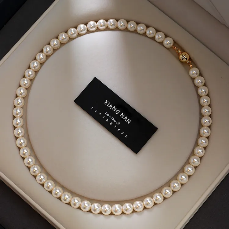 合金仿珍珠项链 施家小米珠颈链轻奢女小众锁骨链气质高级毛衣链