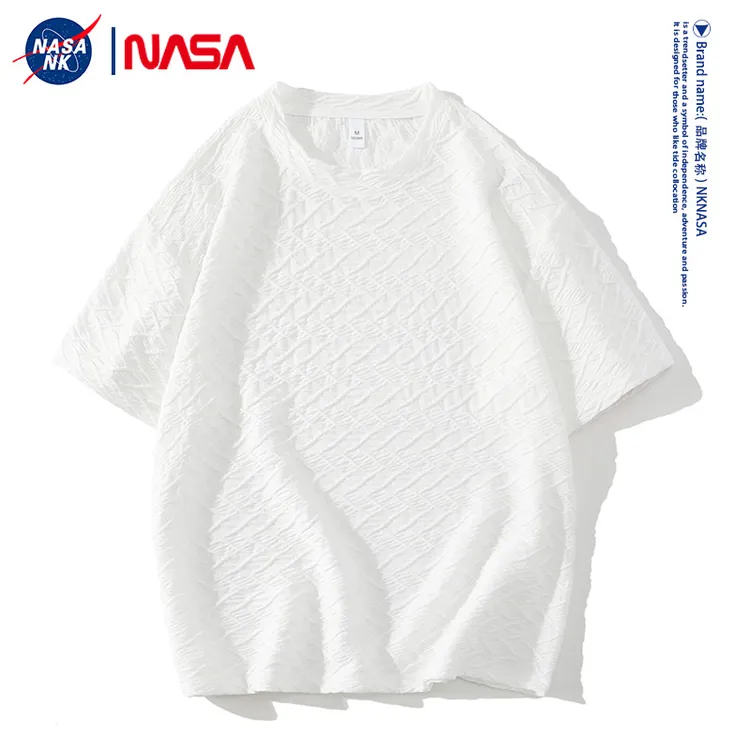 NASA联名提花短袖t恤男士夏季潮流百搭冰丝薄款宽松半袖圆领上衣K