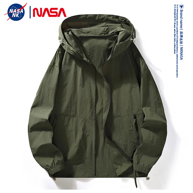NASA联名军绿皮肤衣夹克男士夏季薄款户外钓鱼运动ol休闲防晒衣WJ