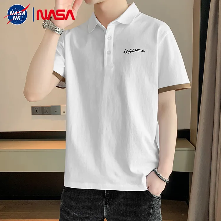 NASA联名短袖t恤男士Polo衫夏季潮牌薄款ins修身翻领半袖上衣服WJ