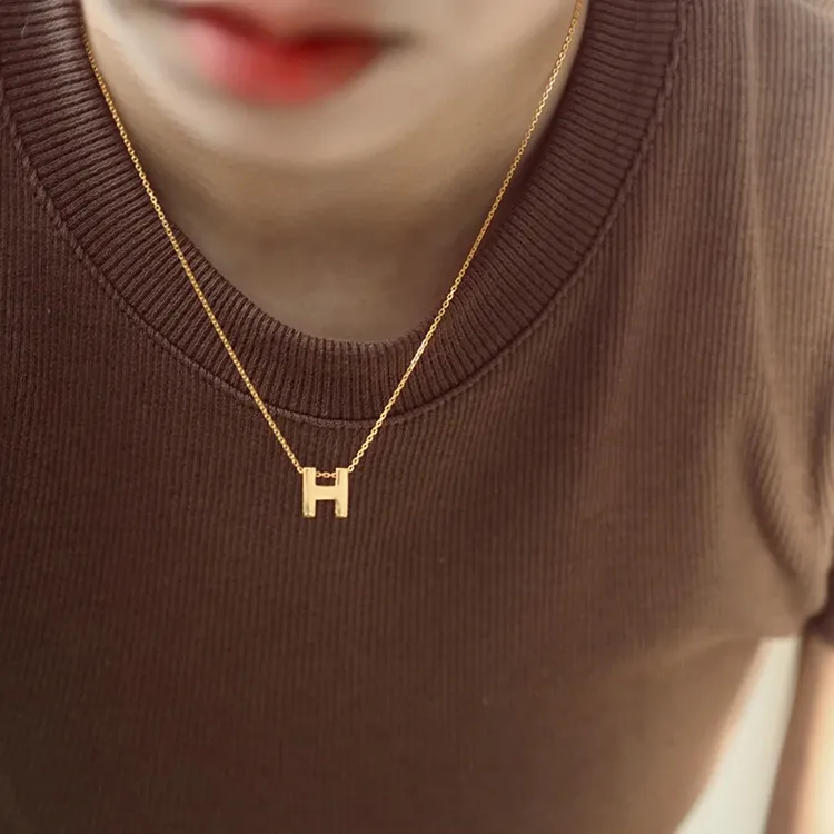 钛钢项链 日韩个性H字母项链女轻奢小众简约气质不掉色锁骨链