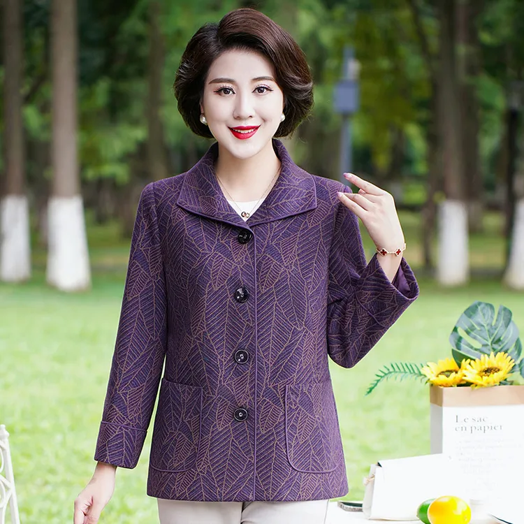 华太太中老年女装春秋装新款洋气大码外套婆婆妈妈装老人上衣1217