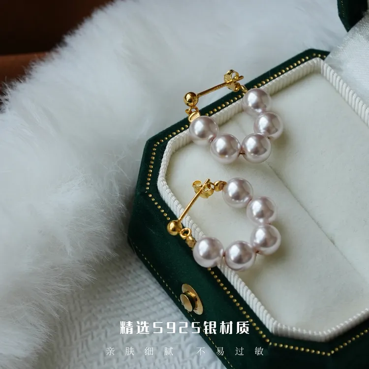 丽沁 925银耳饰 曼塔紫珠耳扣秋冬新款气质百搭简约优雅法式耳环