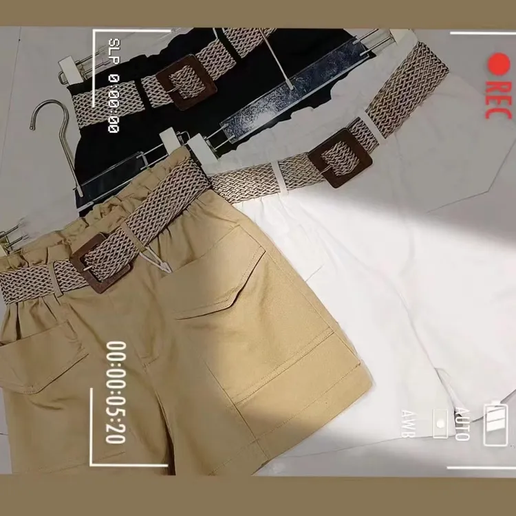 【送腰带】百搭遮胯显瘦高腰短裤夏季新款女士休闲裤