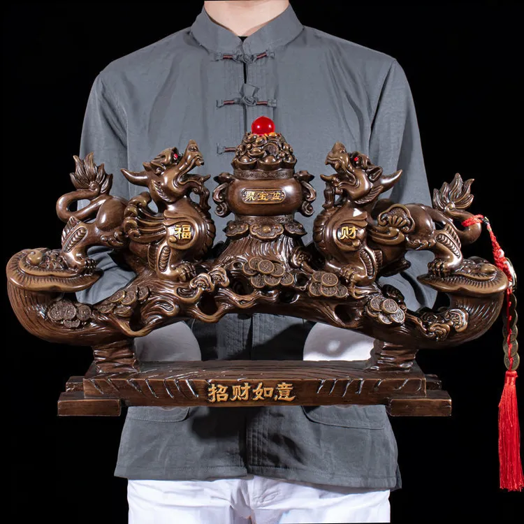 貔貅摆件一对如意聚宝盆电视酒柜装饰开业礼品