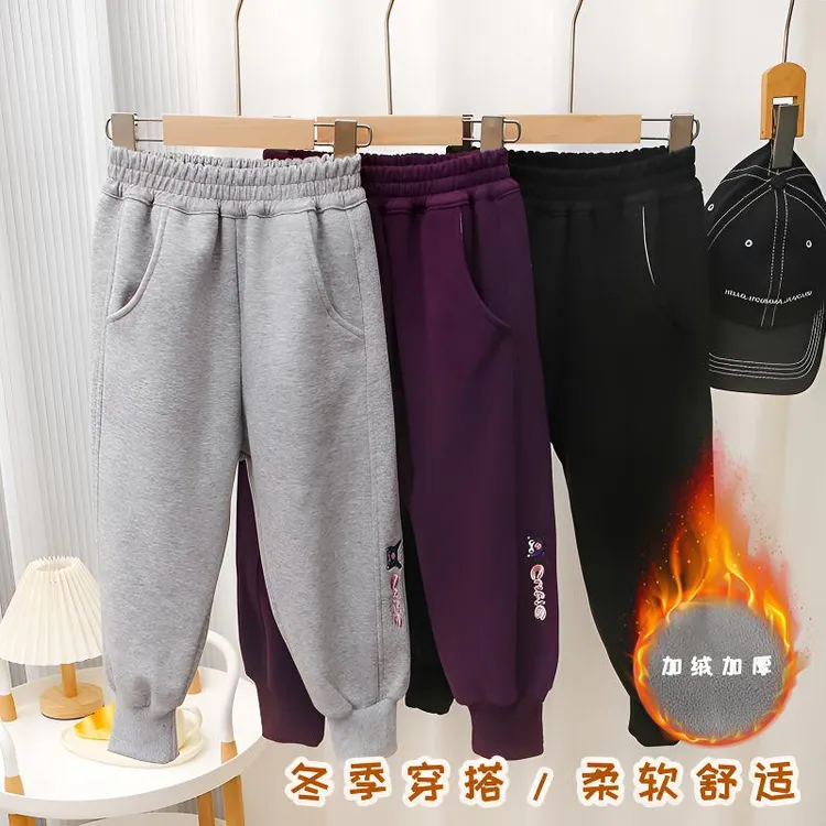 女童加绒运动裤童装新款冬季休闲裤儿童外穿柔软舒适保暖秋冬款