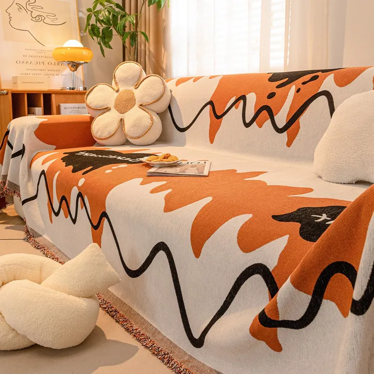 全盖沙发巾盖布雪尼尔网红ins简约高档沙发毯四季通用防猫防尘垫