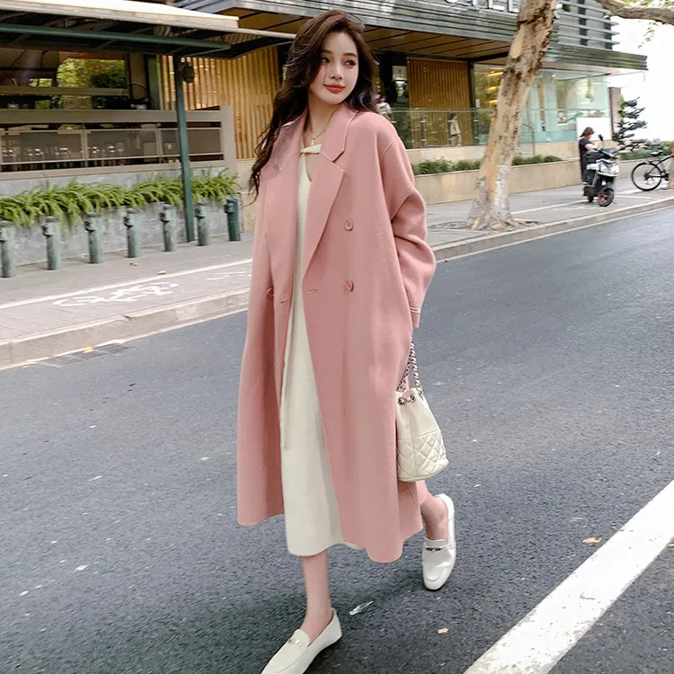 双面呢大衣女2025年秋冬新款韩版宽松中长款过膝爆款赫本风呢外套