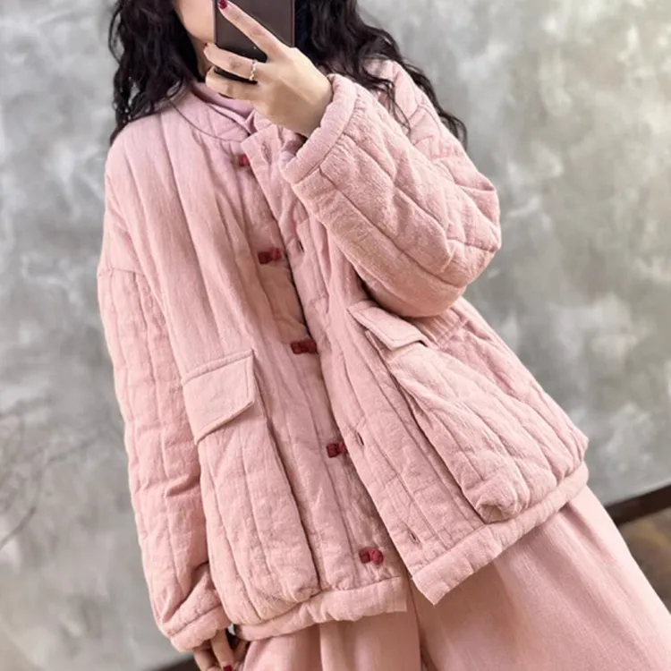 棉麻复古中国风棉衣棉服女2025年秋冬新中式简约文艺加厚短款外套