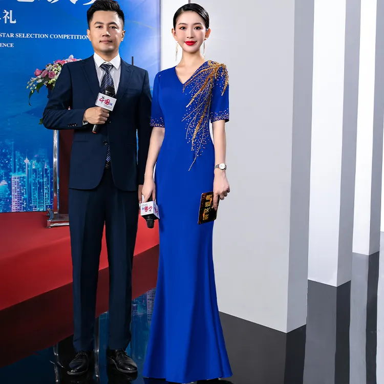 9303喜婆婆婚宴装主持人高端礼服2024夏季新款时尚优雅喜婚礼礼服