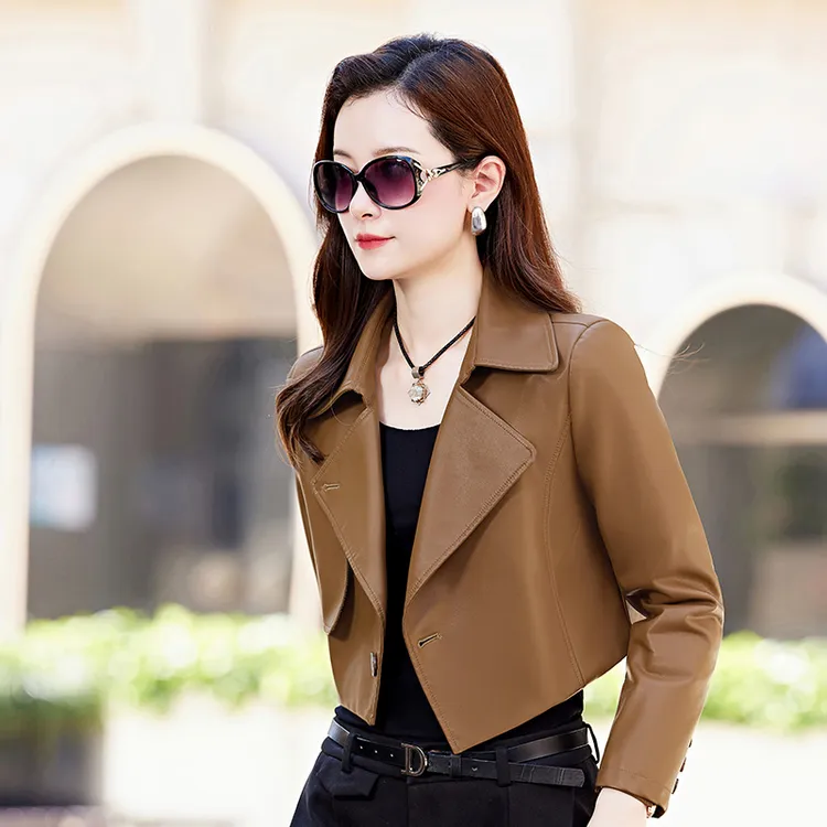 小个子短款宽松洋气潮酷皮衣女2025春季新款ins潮高级感爆款外套