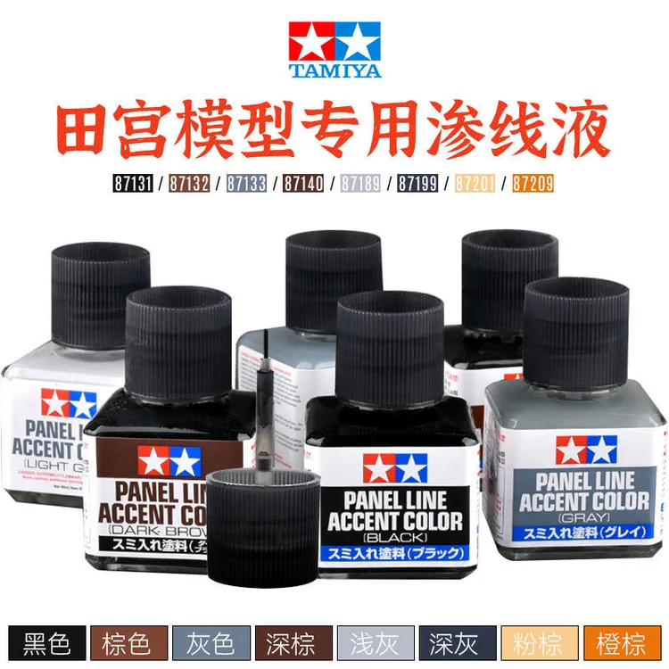 田宫渗线液 模型旧化渍洗 田宫黑色87131 灰色渗线液高达渗线工具