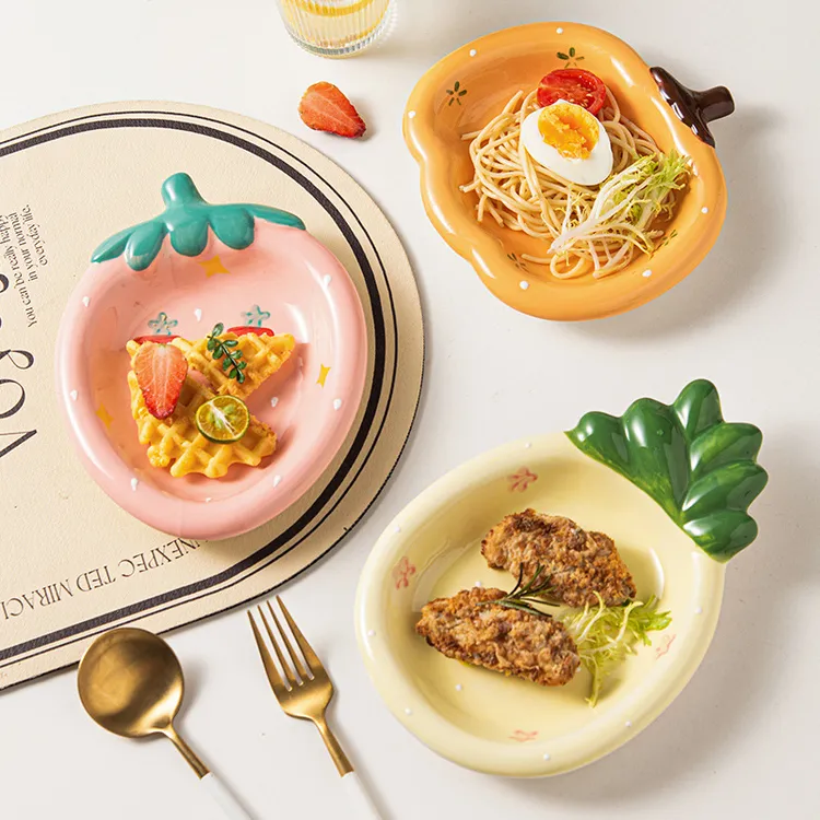 耐高温陶瓷水果盘可爱甜品盘家用菜盘高颜值餐盘意面盘卡通沙拉盘