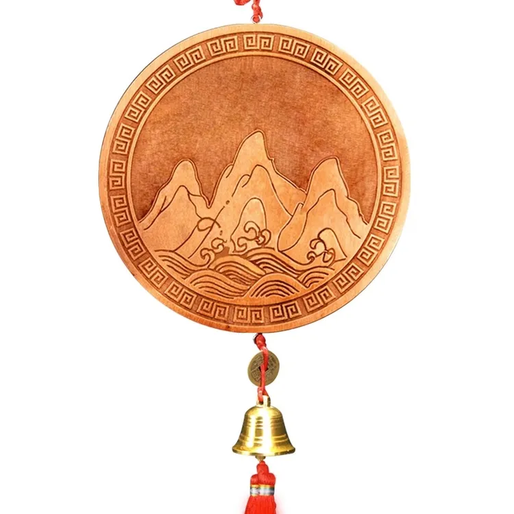 康聚如桃木山海镇室外大门挂件室内摆件凸镜入户门八寸麒麟山海镇