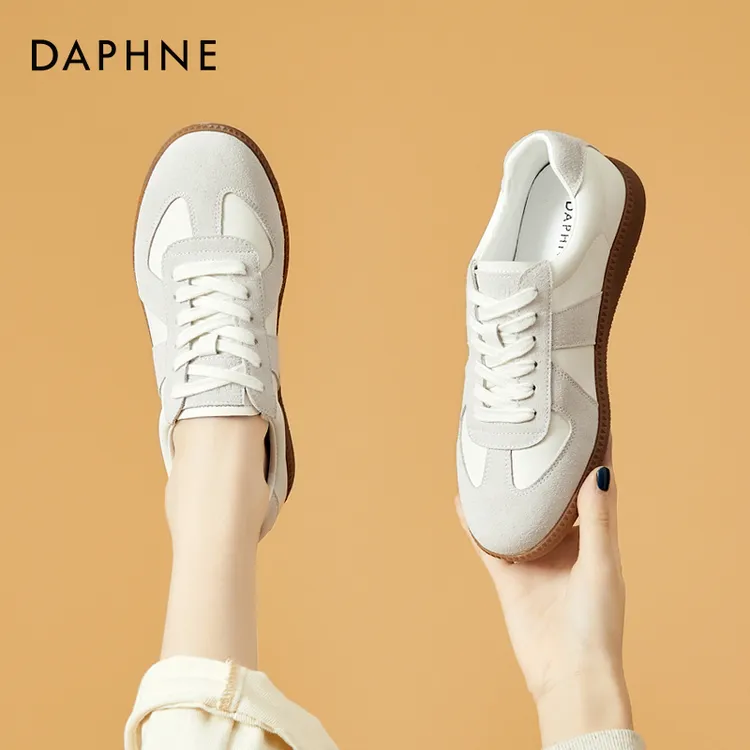 达芙妮舒适复古德训鞋2025年秋季百搭软底运动休闲鞋防滑小白鞋女