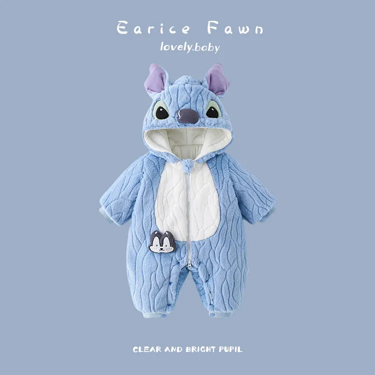 DZ婴幼儿宝宝冬季连体衣满月百天爬爬服超萌可爱哈衣外出加棉加厚