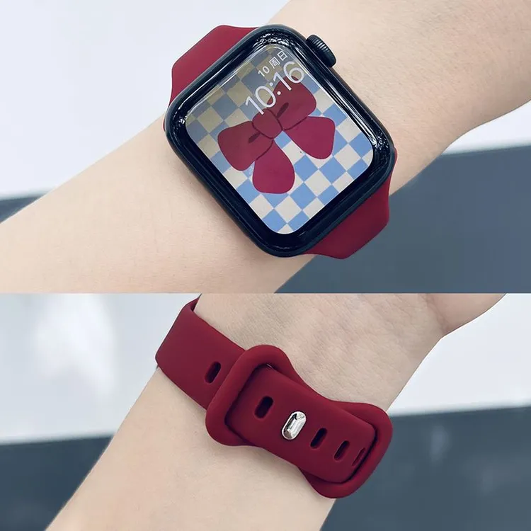 适用苹果ApplewatchS10/9/8SEultra手表表带小蛮腰硅胶蝴蝶扣女款