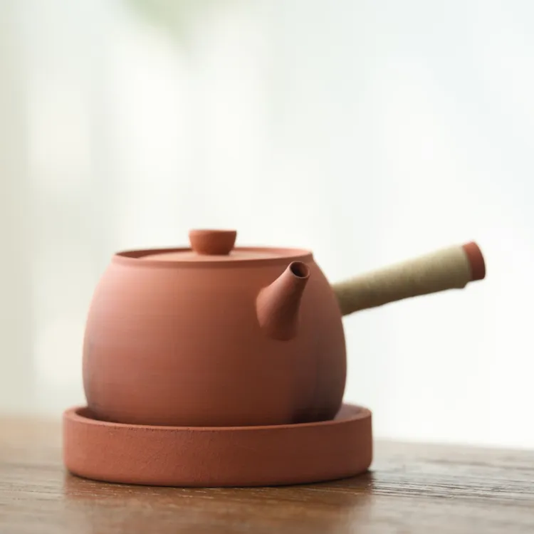 潮州手工鸡蛋黄大宽口大容量砂铫壶煮茶侧把壶卡盖跳盖跳跳壶