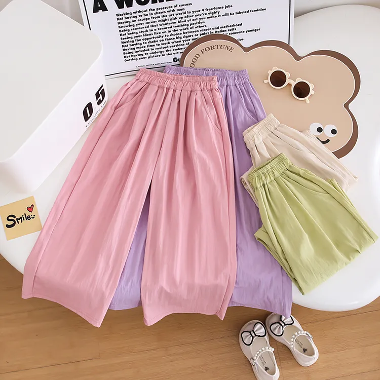 儿童夏季凉感山本裤女童慵懒风防蚊裤韩版ins中大童洋气阔腿裤