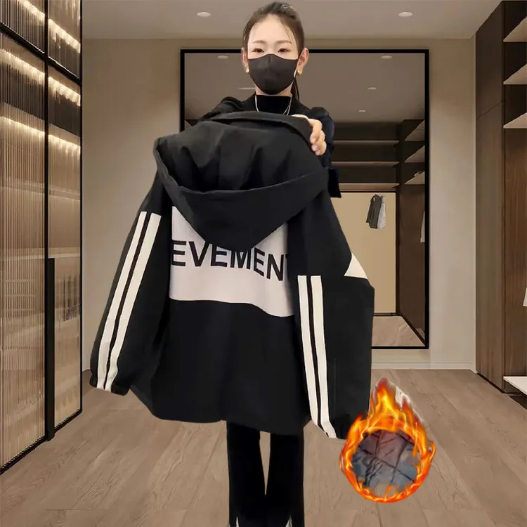 2025秋冬季新款女士冲锋衣休闲加厚外套二棉衣薄棉服风衣棒球服潮