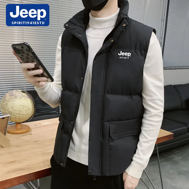 JEEP吉普马甲男士秋冬季新款韩版工装大码加厚保暖棉马夹背心外套