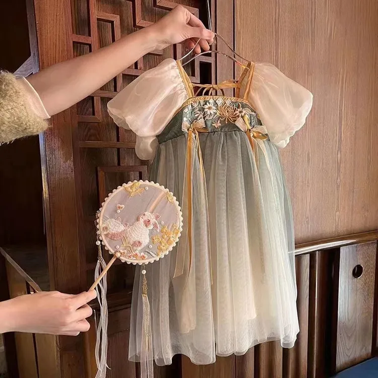 女童汉服夏季2023新款中国风儿童古装女宝宝公主裙超仙唐装古风裙