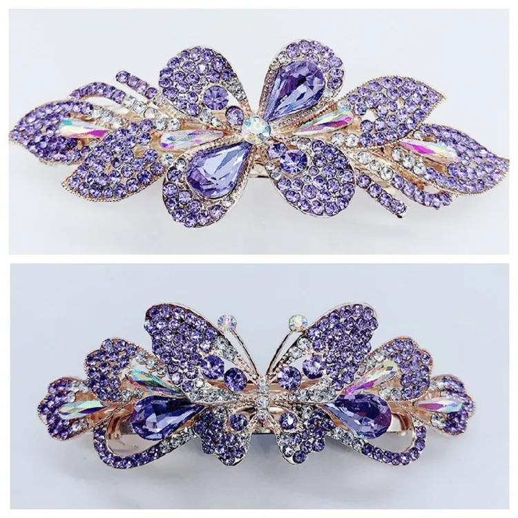 高品质水钻发卡大号头饰发夹横夹弹簧夹子夹头发夹镶钻蝴蝶40