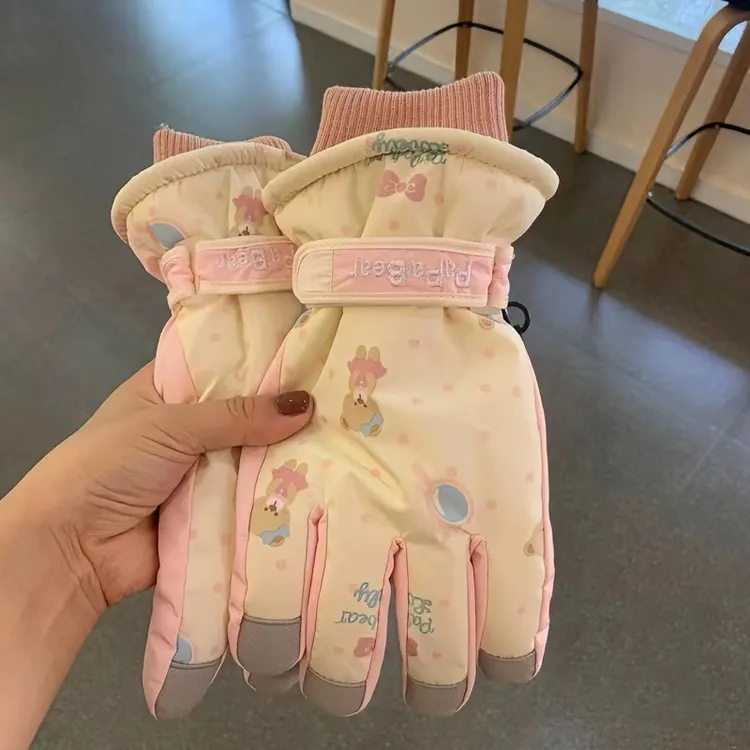 滑雪手套女冬季可触屏加绒加厚保暖防寒防风防水摩托车骑行手套潮