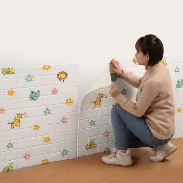 墙贴自粘3d立体壁纸店面翻新泡沫砖家用装饰防水防潮卡通墙贴家用