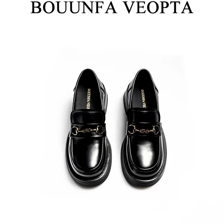 BOUUNFA VEOPTA旗舰店【正品】新款金链乐福鞋圆头真皮软底奢品女鞋