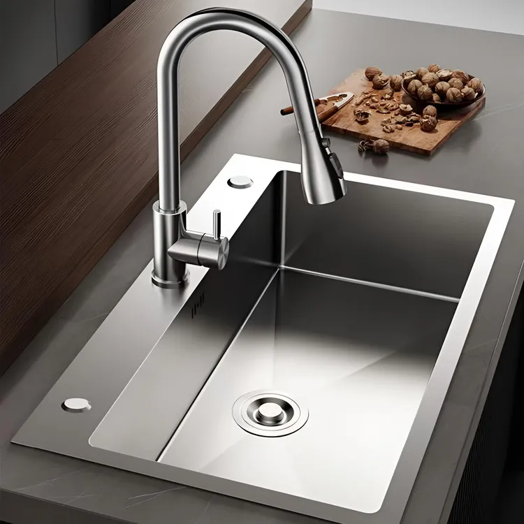 九牧王洗菜盆拉丝单槽不锈钢加厚厨房水槽大号台上下盆加厚水槽