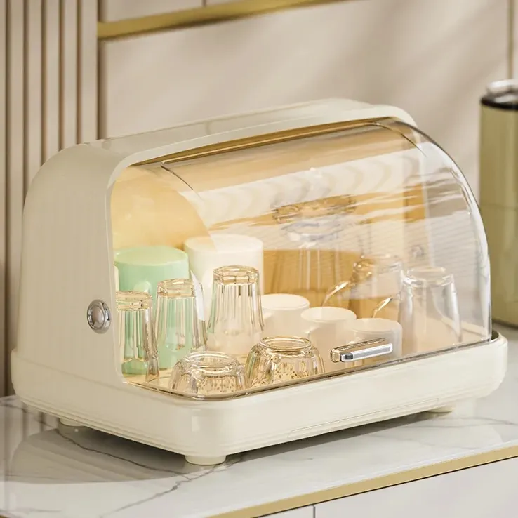 桌面杯子收纳盒防尘托盘家用带盖玻璃杯水杯置物架茶杯沥水杯架子