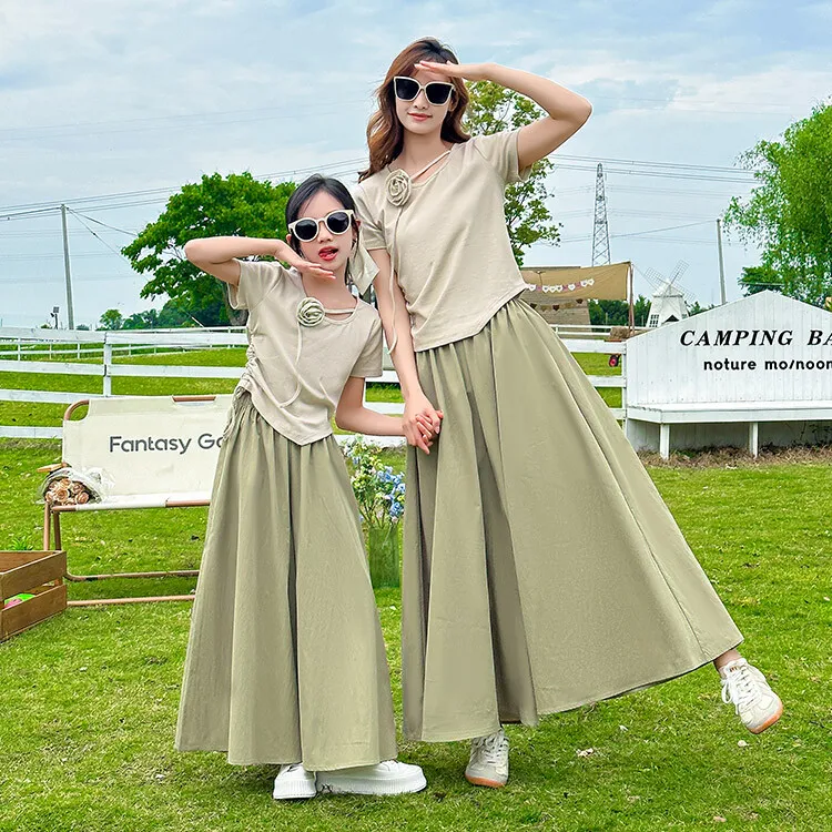 亲子女童夏季套装2025新款儿童洋气女童夏装6-12岁潮款高级亲子装