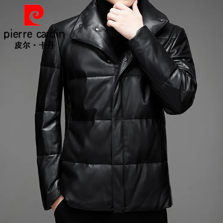 皮尔卡丹冬装新款真皮羽绒服男轻便皮衣中长款绵羊皮夹克软皮外套