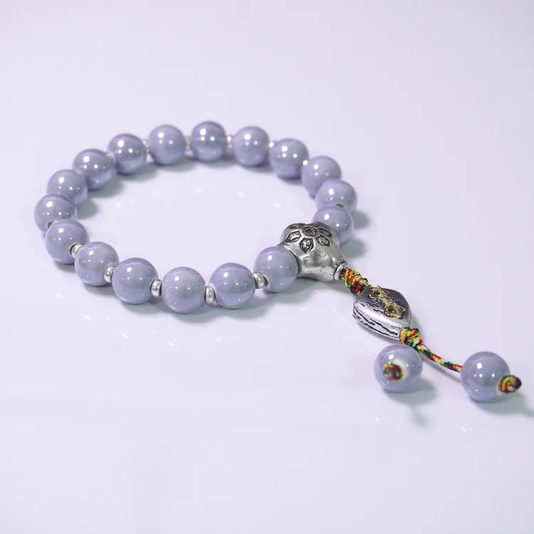 非金属仿水晶手链 静谧灰色珠光多彩瓷手串百搭女士手串梦幻素圈