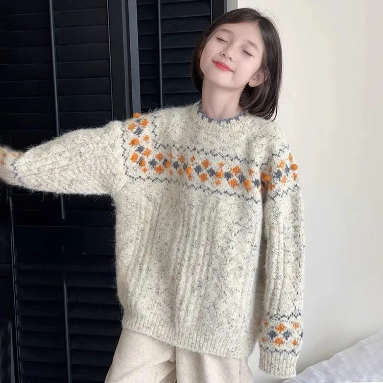 女童毛衣秋冬款2025新款儿童打底衫大童冬季爆款韩系针织衫慵懒风