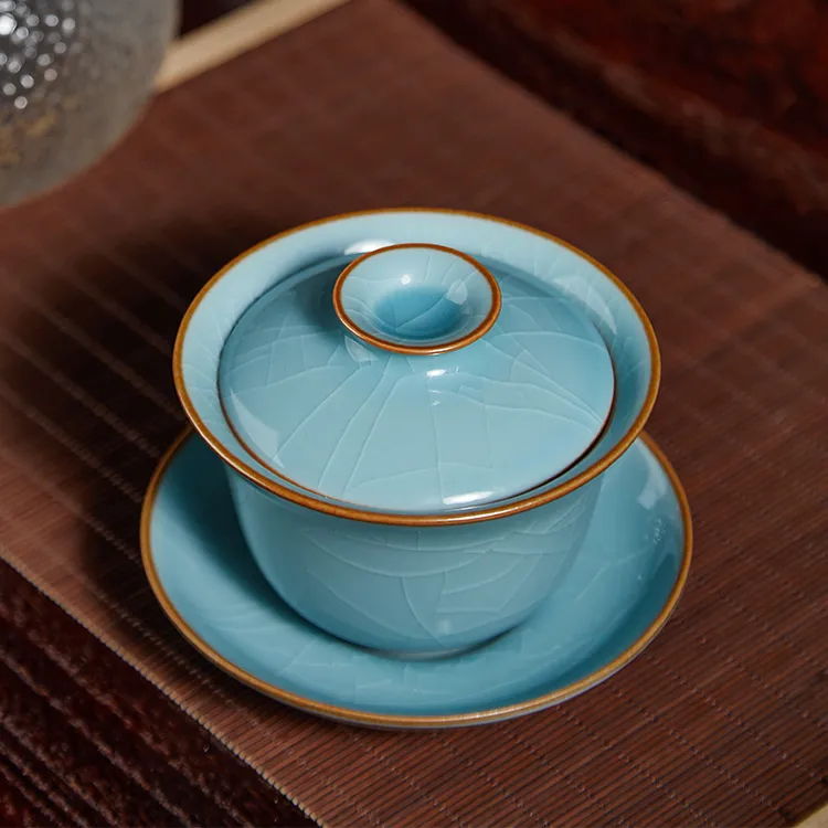 天琅哥窑茶具茶器 高端礼品送礼茶礼主人杯盖碗壶 收藏品汝窑汝瓷