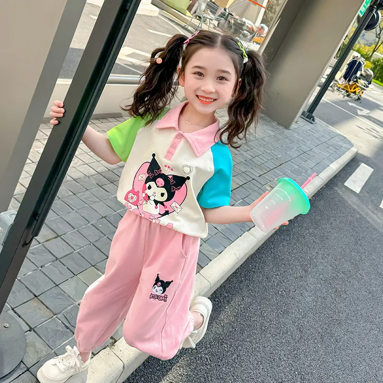 女童库洛米套装2026新款儿童夏装Polo短袖女宝宝夏季防蚊裤两件套