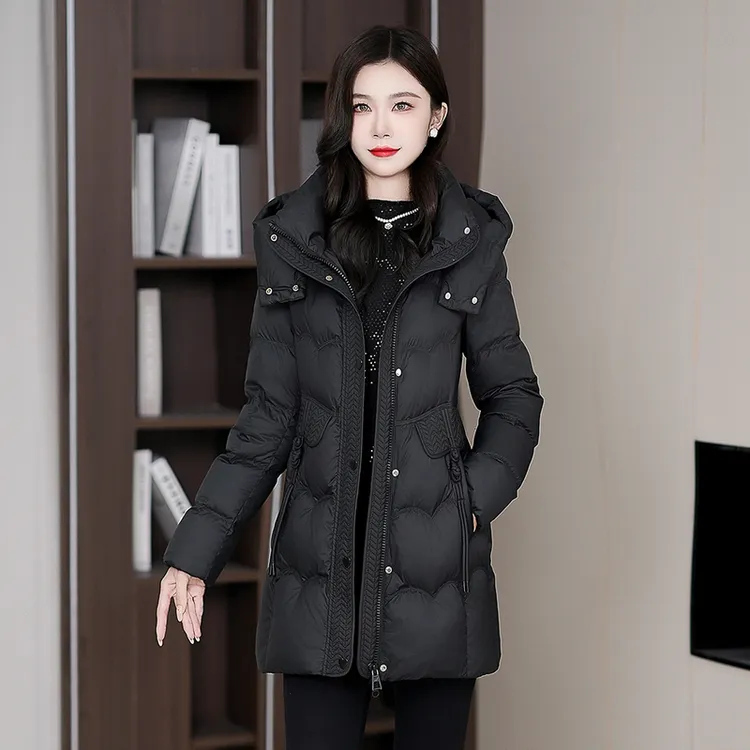 【花海羽绒】2025年冬季新款爆款新国标白鸭绒女士时尚保暖羽绒服