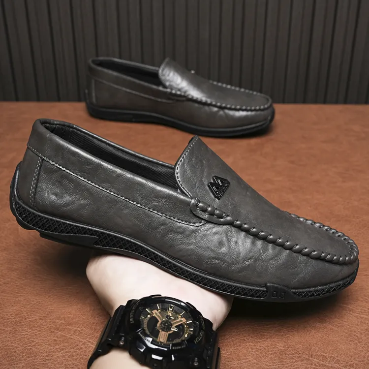 豆豆鞋男士春季潮流驾车鞋舒适耐磨英伦风商务休闲韩版一脚蹬皮鞋