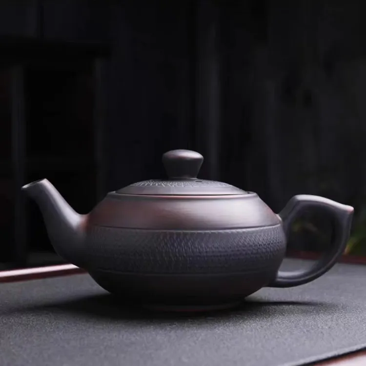 紫陶跳刀茶壶原矿紫砂茶壶简雅手工泡茶壶家用会客分茶壶功夫茶道