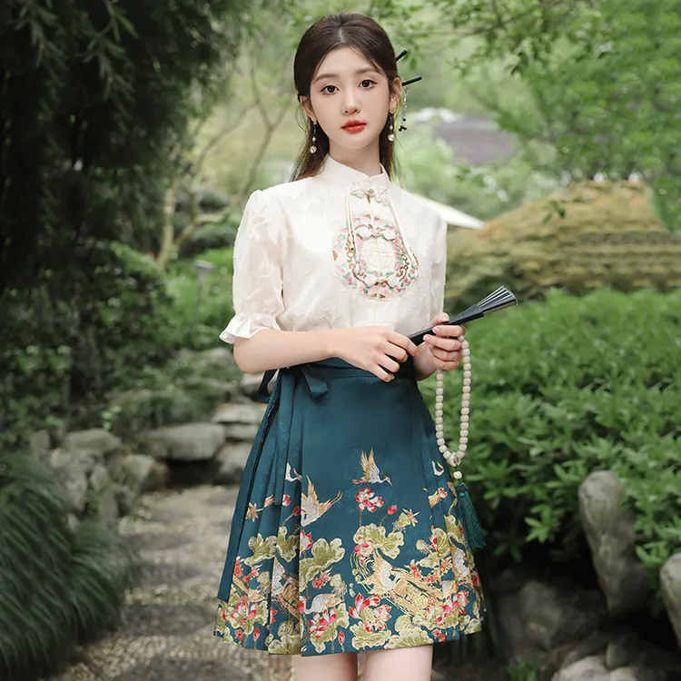 荷塘月色复古汉服夏季春夏古风日常中国风汉元素女装传统夏款宋制