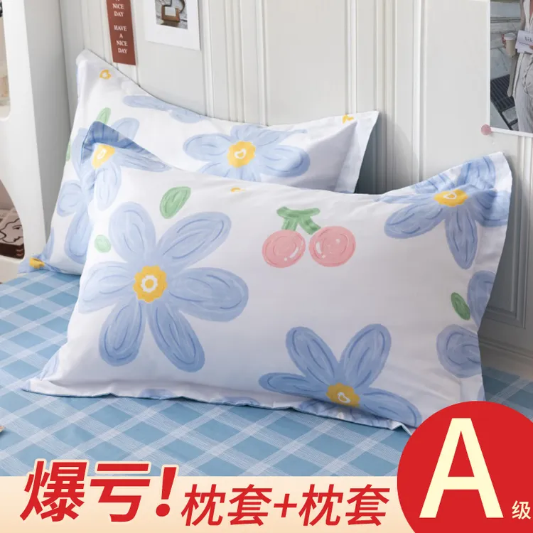 ins枕套一对装夏季非全棉纯棉枕头套48x74单人儿童枕芯内胆套家用
